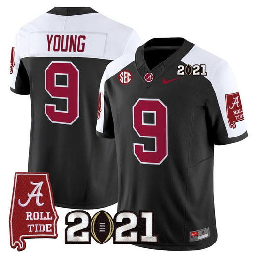 Bryce Young Jersey #9 Alabama 2021 CFP Championship Alabama Map Black Alter by My Store NCAA Football Jerseys
