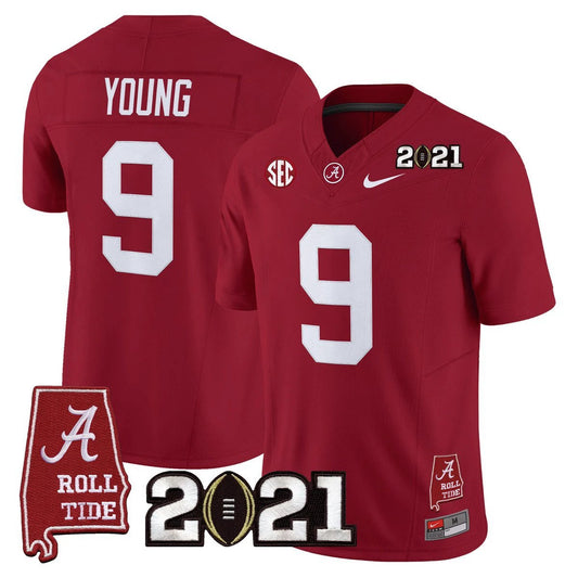 Bryce Young Jersey #9 Alabama 2021 CFP Championship Alabama Map Crimson by My Store NCAA Football Jerseys