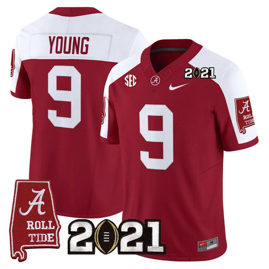 Bryce Young Jersey #9 Alabama 2021 CFP Championship Alabama Map Crimson Alter by My Store NCAA Football Jerseys