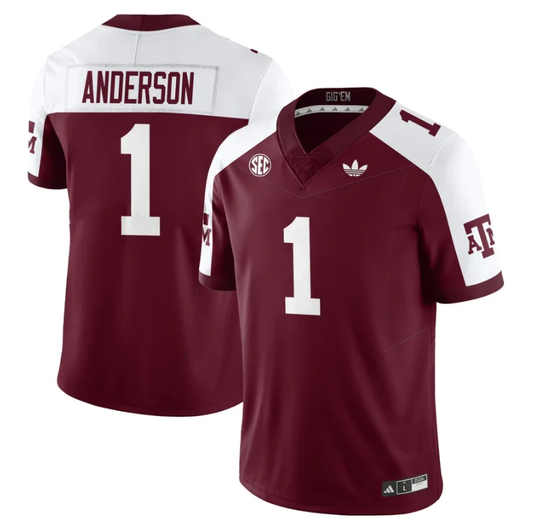 Bryce Anderson Jersey #1 Texas A&M Aggies 1975 Throwback Stitched by My Store NCAA Football Jerseys