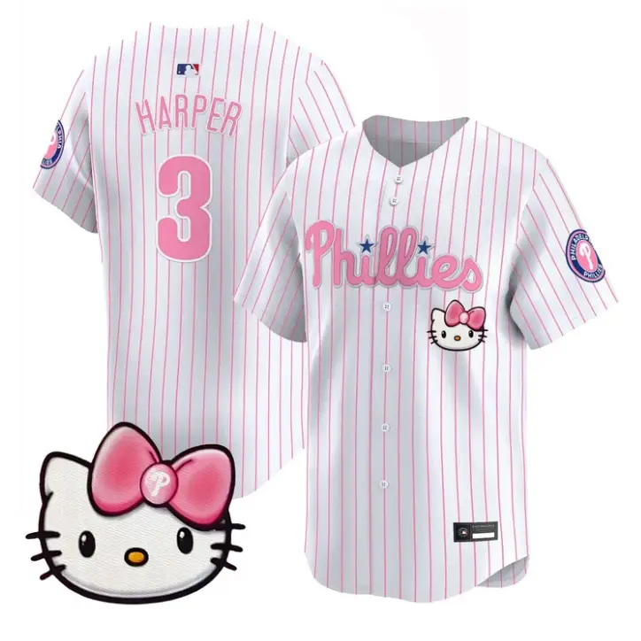 Bryce Harper Jersey #3 Philadelphia Phillies Hello Kitty Stitched by My Store