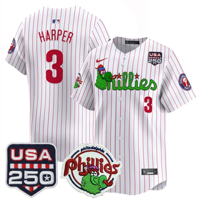 Bryce Harper Jersey #3 Philadelphia Phillies Phanatic 250 USA Stitched by My Store