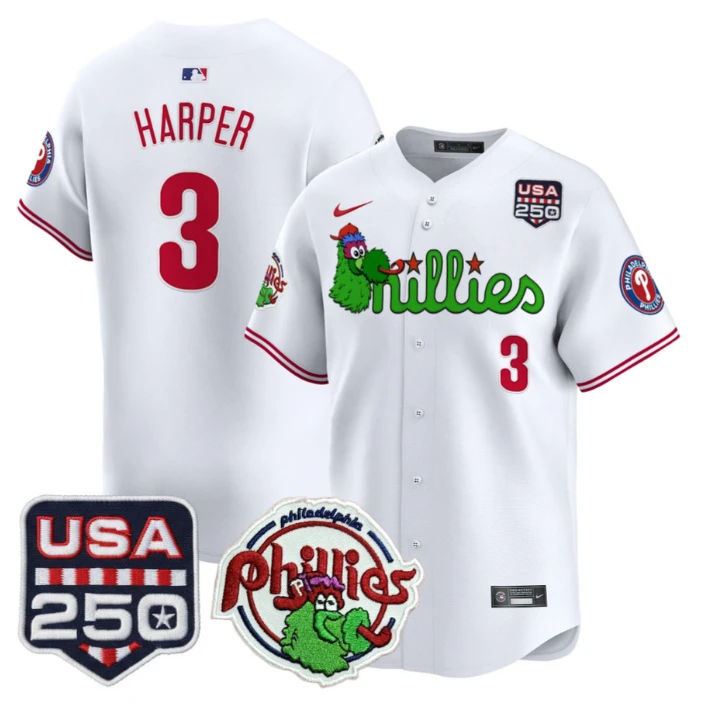 Bryce Harper Jersey #3 Philadelphia Phillies Phanatic 250 USA Stitched by My Store