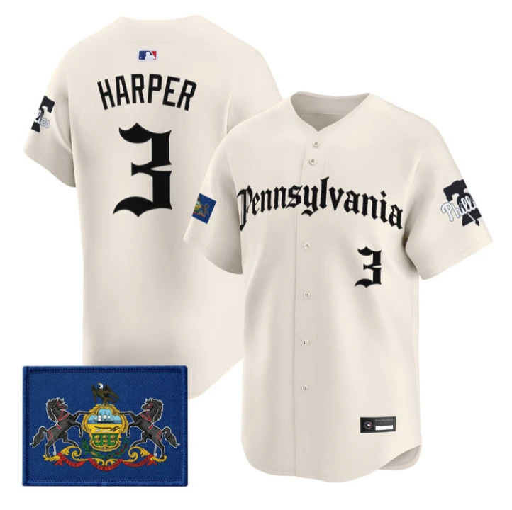 Bryce Harper Jersey #3 Phillies Pennsylvania Gothic Edition Stitched by My Store