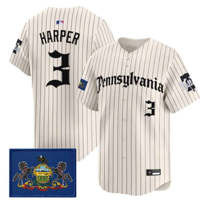 Bryce Harper Jersey #3 Phillies Pennsylvania Gothic Edition Stitched by My Store