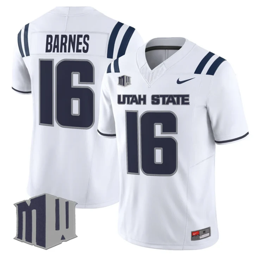 Bryson Barnes Jersey #16 Utah State Aggies 2025 Vapor Limited Stitched White by My Store NCAA Football Jerseys