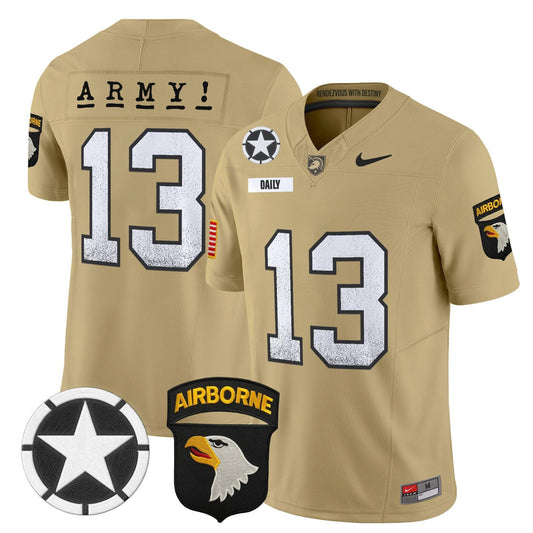 Bryson Daily Jersey #13 Army Black Knights 2025 Screaming Eagles Stitched Tan by My Store NCAA Football Jerseys