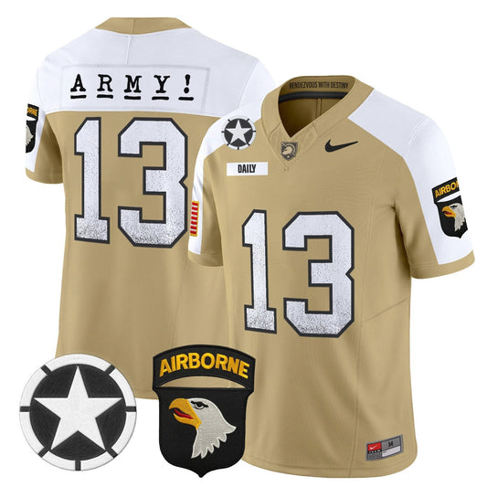 Bryson Daily Jersey #13 Army Black Knights 2025 Screaming Eagles Stitched Tan Alter by My Store NCAA Football Jerseys