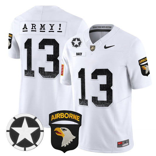 Bryson Daily Jersey #13 Army Black Knights 2025 Screaming Eagles Stitched White by My Store NCAA Football Jerseys