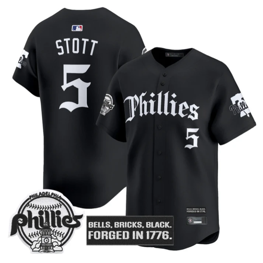 Bryson Stott Jersey #5 Philadelphia Phillies Gothic Liberty Edition Black by My Store