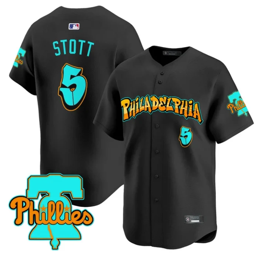 Bryson Stott Jersey #5 Philadelphia Phillies Graffiti Broad Street Edition Black by My Store