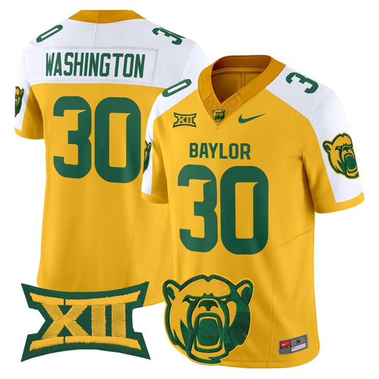 Bryson Washington Jersey #30 Baylor Bears 2025 V2 Vapor Stitched Gold Alternate by NCAA Football Jersey