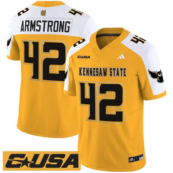 Bryson Armstrong Jersey #42 Kennesaw State Owls 2025 Vapor Stitched by My Store NCAA Football Jerseys