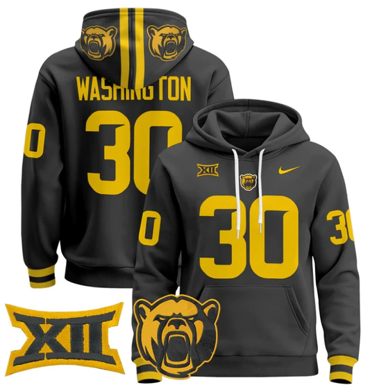 Bryson Washington Hoodie #30 Baylor Bears 2024 Pullover Stitched by Hoodie Pullover