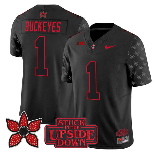Buckeyes Jersey #1 Ohio State Buckeyes Stranger Things Edition Vapor Stitched by NCAA Football Jersey