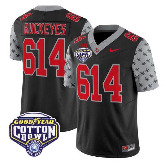 Buckeyes Jersey #614 Ohio State 2025 Cotton Bowl Patch Vapor Stitched Black by NCAA Football Jersey