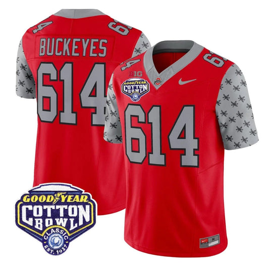 Buckeyes Jersey #614 Ohio State 2025 Cotton Bowl Patch Vapor Stitched Red by NCAA Football Jersey