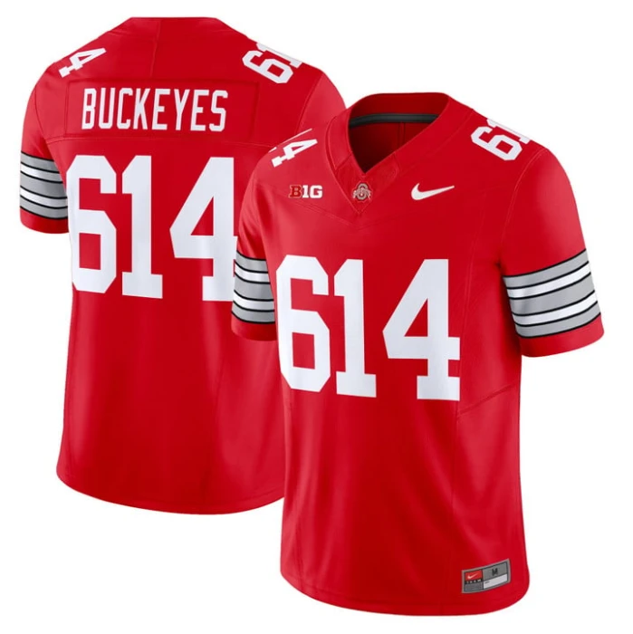 Buckeyes Jersey #614 Ohio State Heritage Stripe 2025-26 Stitched Red by NCAA Football Jersey