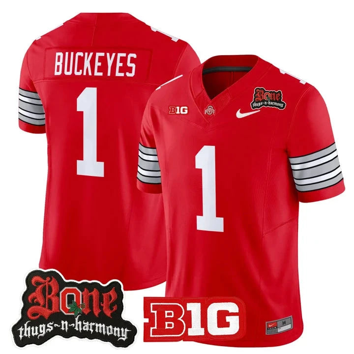 Buckeyes Jersey #1 Ohio State Buckeyes Bone Thugs-N-Harmony Stitched by My Store NCAA Football Jerseys