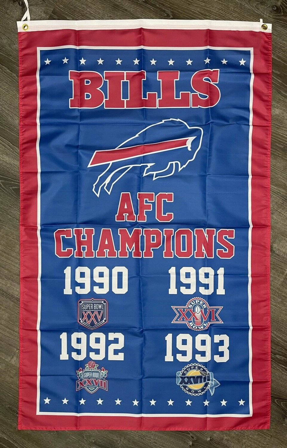 Buffalo Bills AFC Championship Flag 3x5 ft Blue Sports Banner Man-Cave Vertical by flagsjustdoit