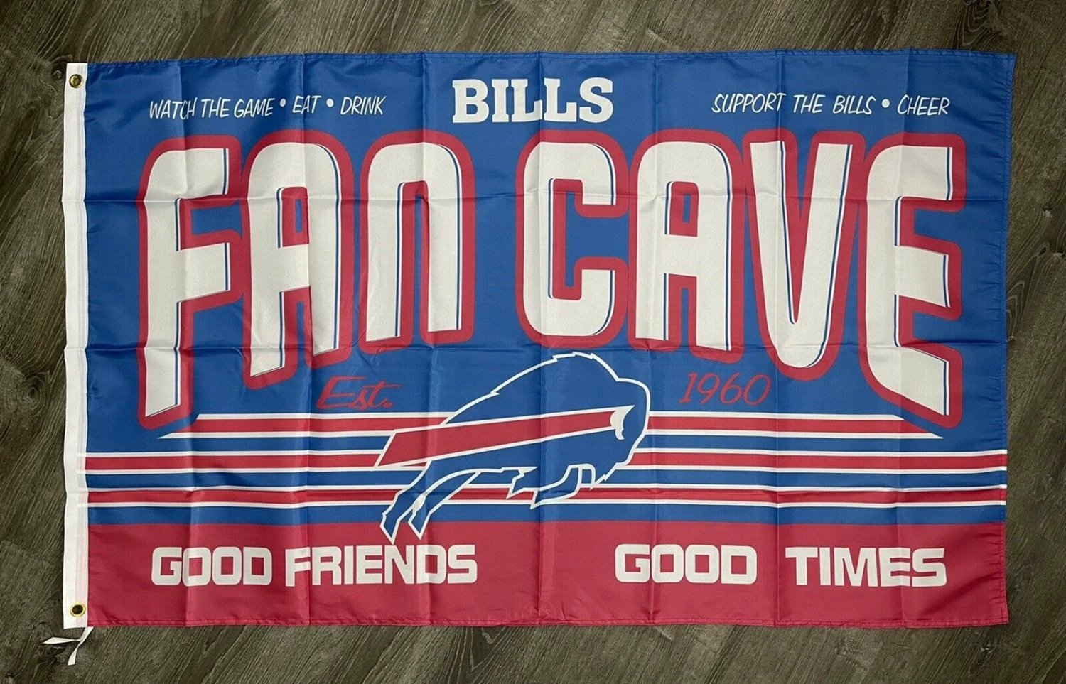 Buffalo Bills Fan Cave Flag 3x5 ft Blue Sports Banner Man-Cave Garage by flagsjustdoit