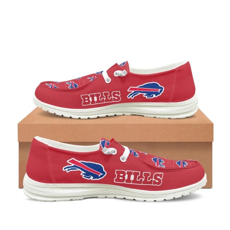 Buffalo Bills RedTeam Name Logo Canvas Sneaker Shoes For Men Women Fans by Crocs