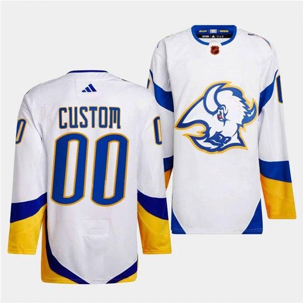 Buffalo Sabres Custom White 2022-23 Reverse Retro Stitched Jersey by Hockey David