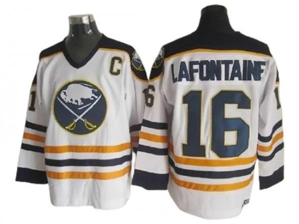 Buffalo Sabres #16 Pat LaFontaine White Vintage CCM Jersey by Hockey David