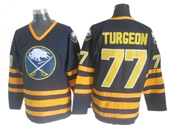 Buffalo Sabres #77 Pierre Turgeon Navy Vintage CCM Jersey by Hockey David