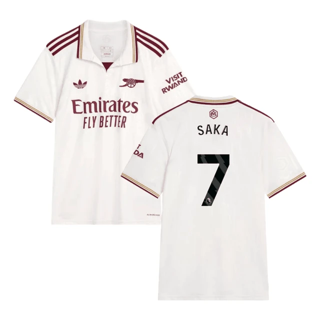 Bukayo Saka #7 Arsenal 2025-26 Third Jersey – Cream by Soccer Jersey