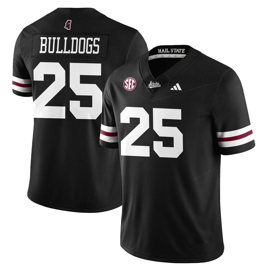 Bulldogs Jersey #25 Mississippi State Football Darkness 2025 Stitched Black by My Store NCAA Football Jerseys