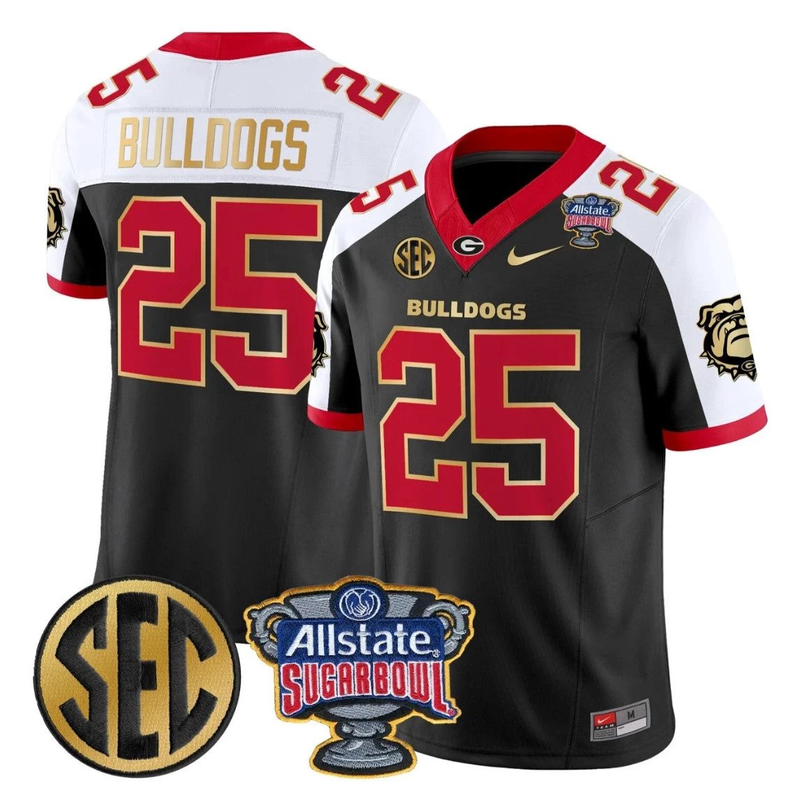 Bulldogs Jersey #25 Georgia Bulldogs Sugar Bowl Patch Limited Stitched by My Store NCAA Football Jerseys