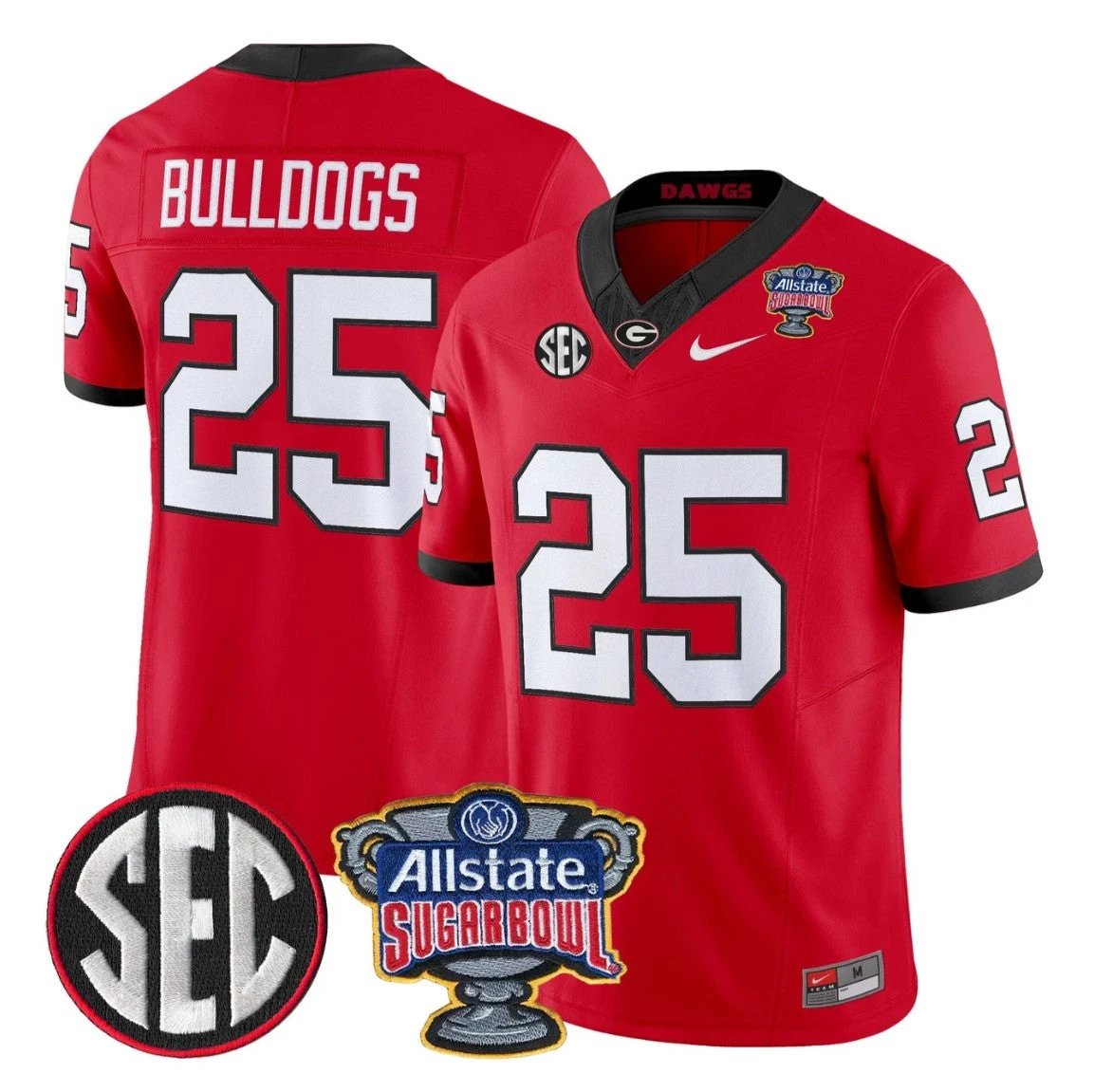 Bulldogs Jersey #25 Georgia Bulldogs Sugar Bowl Patch Limited Stitched by My Store NCAA Football Jerseys
