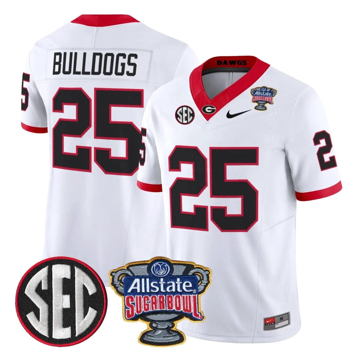 Bulldogs Jersey #25 Georgia Bulldogs Sugar Bowl Patch Limited Stitched by My Store NCAA Football Jerseys