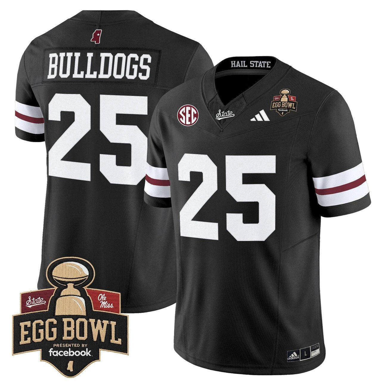 Bulldogs Jersey #25 Mississippi State Bulldogs 2025 Egg Bowl Stitched by My Store NCAA Football Jerseys