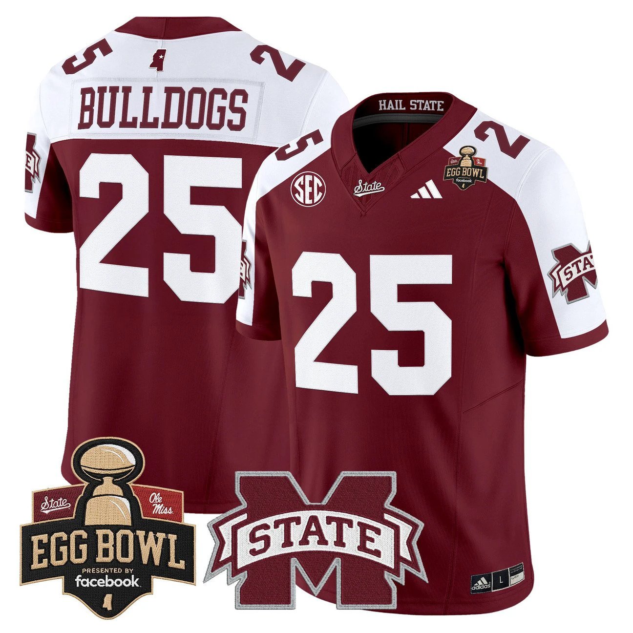 Bulldogs Jersey #25 Mississippi State Bulldogs 2025 Egg Bowl Stitched by My Store NCAA Football Jerseys