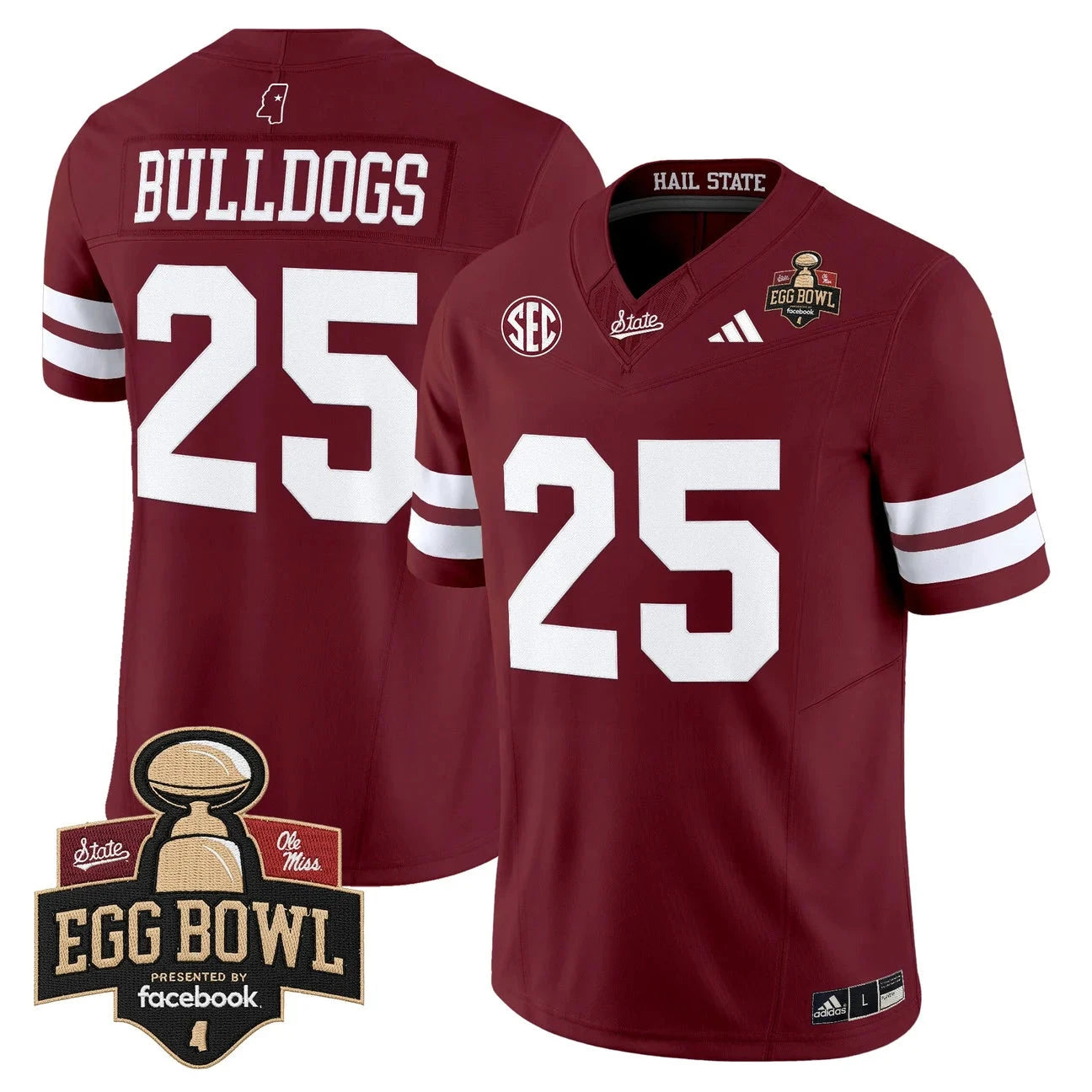 Bulldogs Jersey #25 Mississippi State Bulldogs 2025 Egg Bowl Stitched by My Store NCAA Football Jerseys