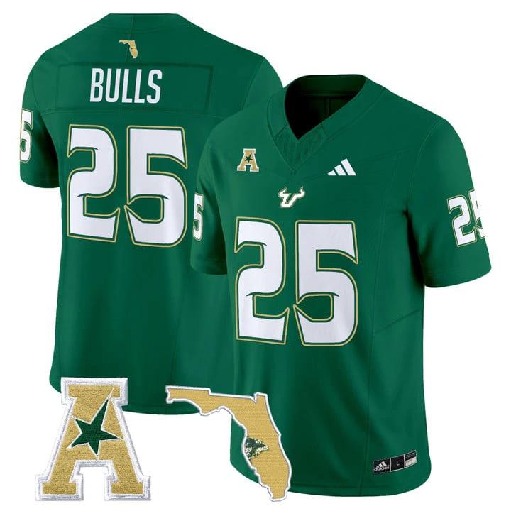 Bulls Jersey #25 South Florida Bulls 2025 Vapor Limited Stitched Green by My Store NCAA Football Jerseys