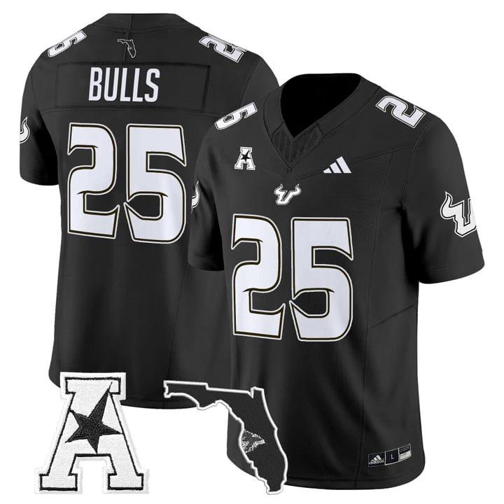 Bulls Jersey #25 South Florida Bulls 2025 Vapor Limited Stitched Black by My Store NCAA Football Jerseys