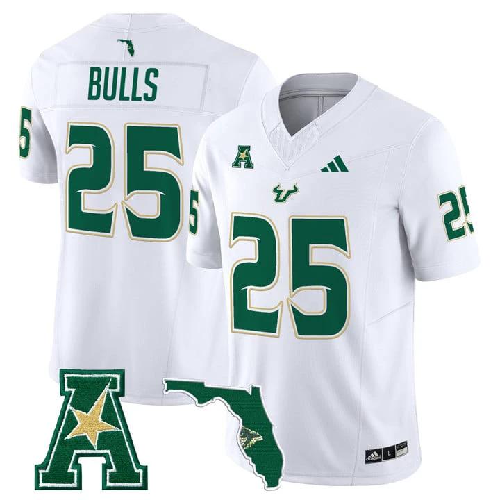 Bulls Jersey #25 South Florida Bulls 2025 Vapor Limited Stitched White by My Store NCAA Football Jerseys