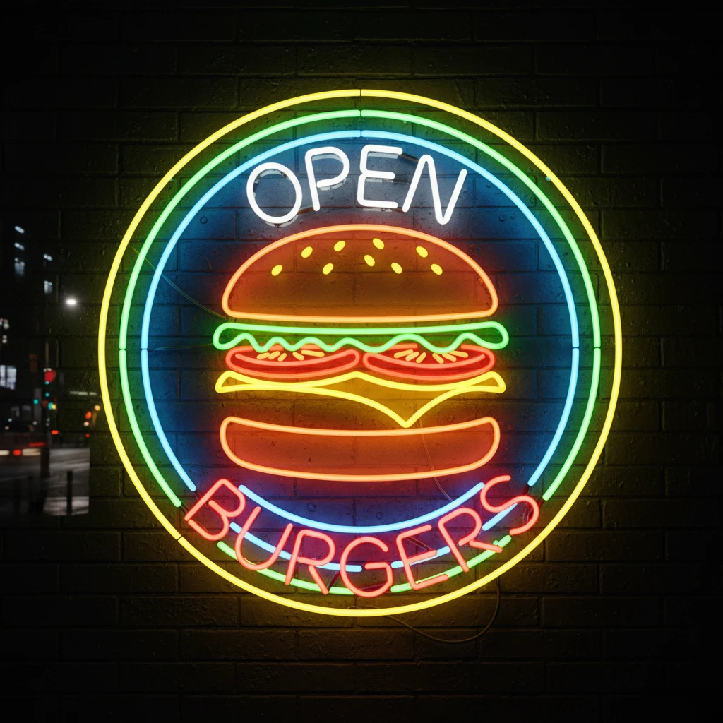 Burger Shop Open Led Neon Sign by Neonchics