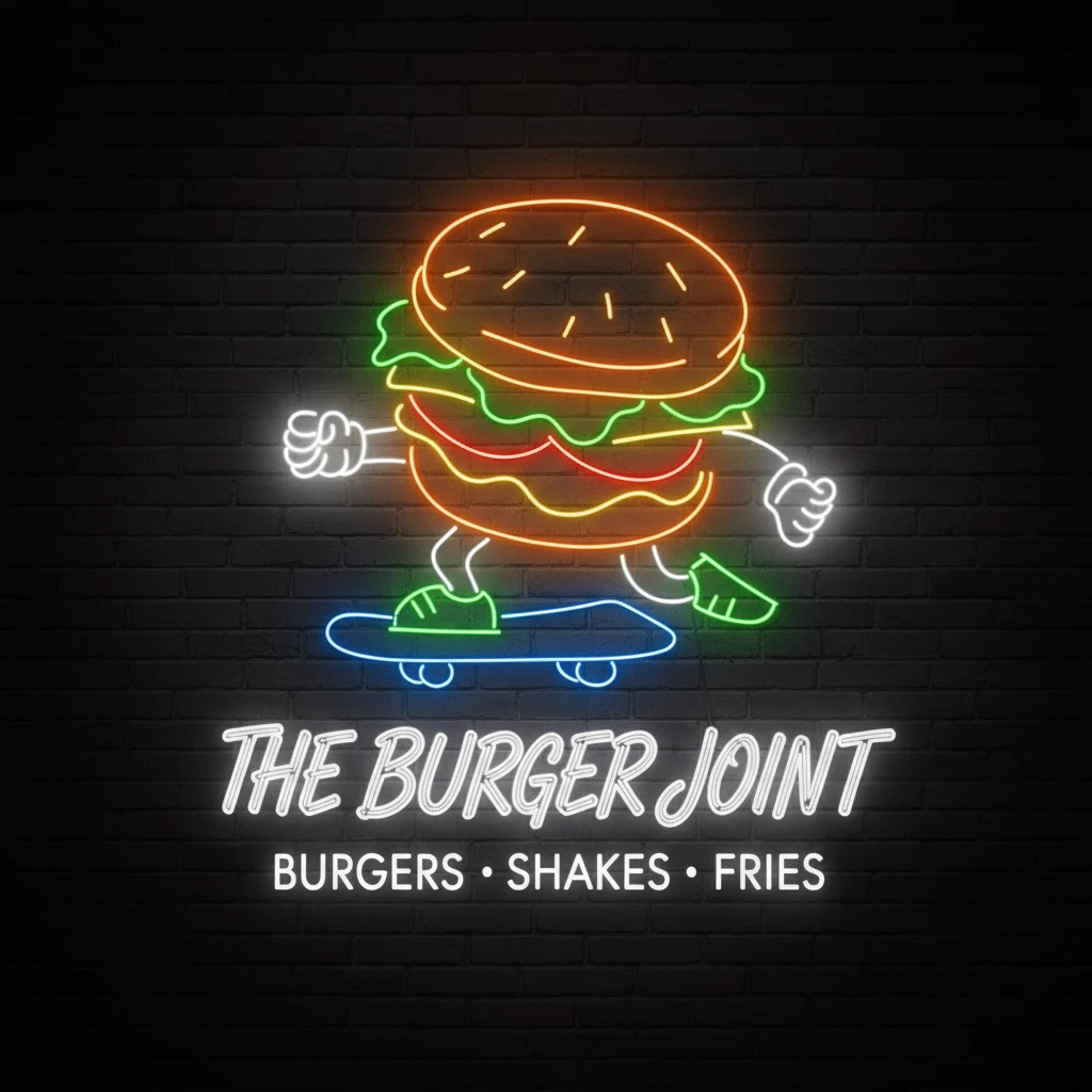 Burger Skateboarding Neon Sign Led Neon Sign by Neonchics