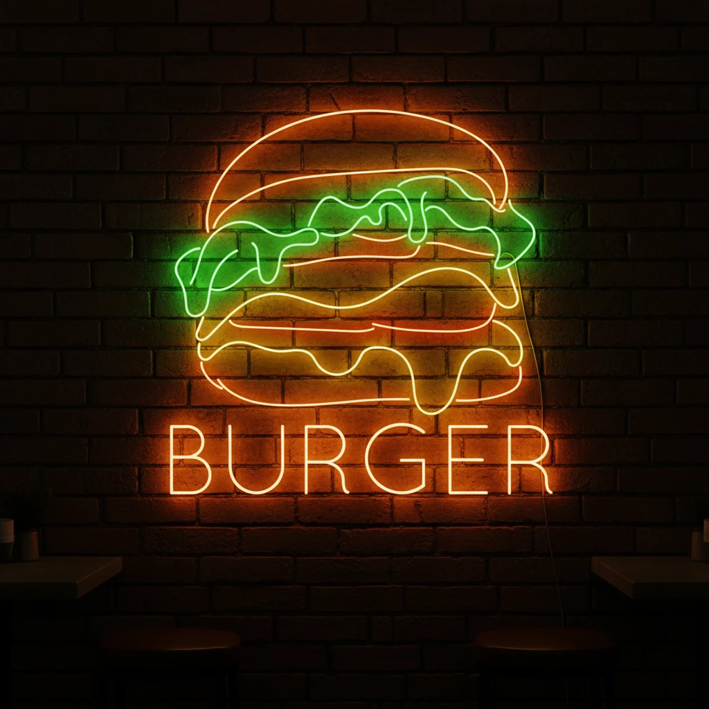 Burgers Restaurant Neon Sign Shop Wall Decor Art Sign by Neonchics