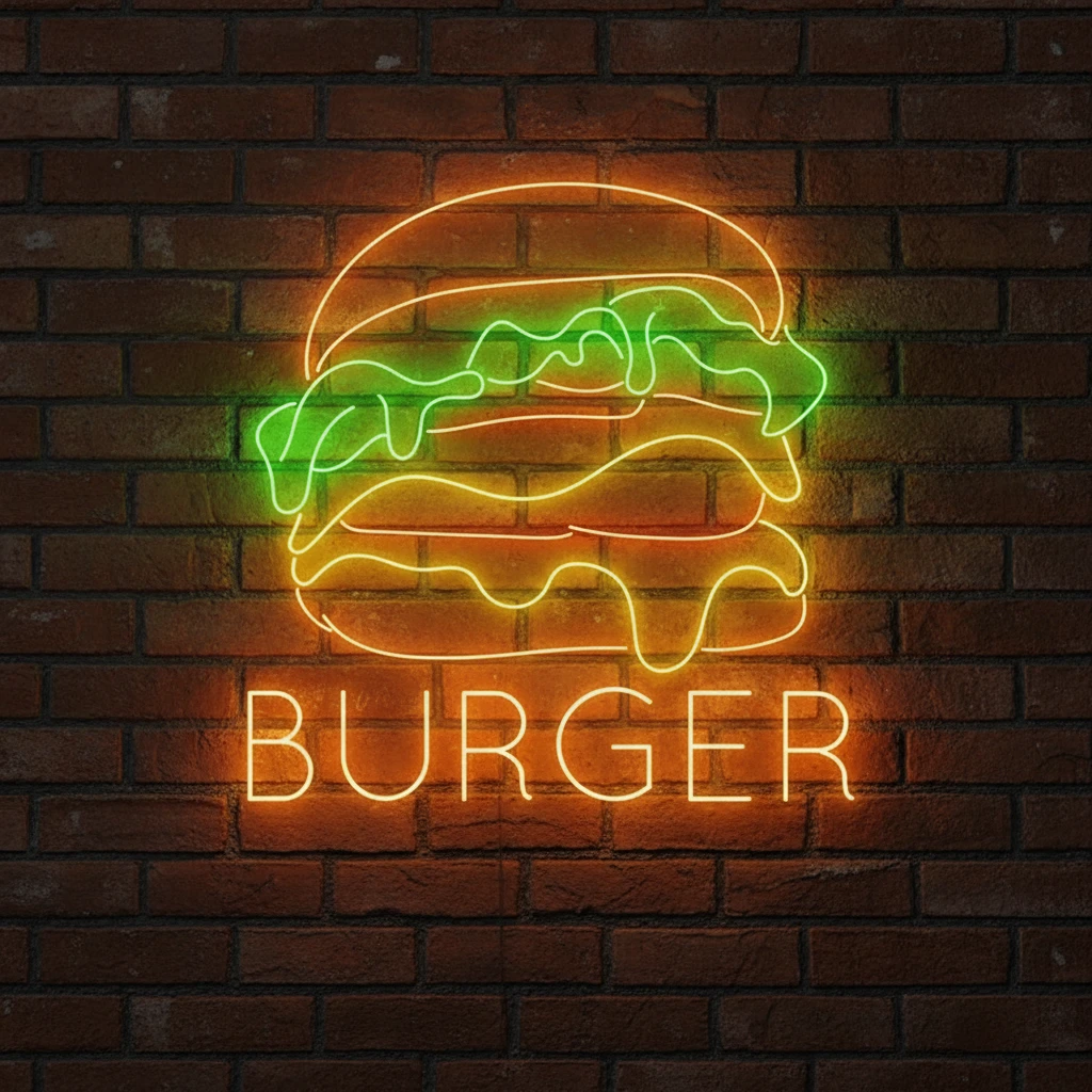 Burgers Restaurant Neon Sign Shop Wall Decor Art Sign by Neonchics