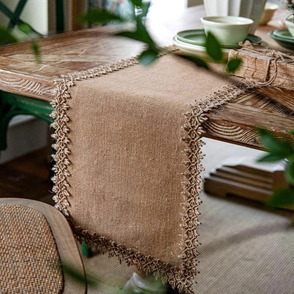 Burlap Charm Boho Table Runner by BowLift