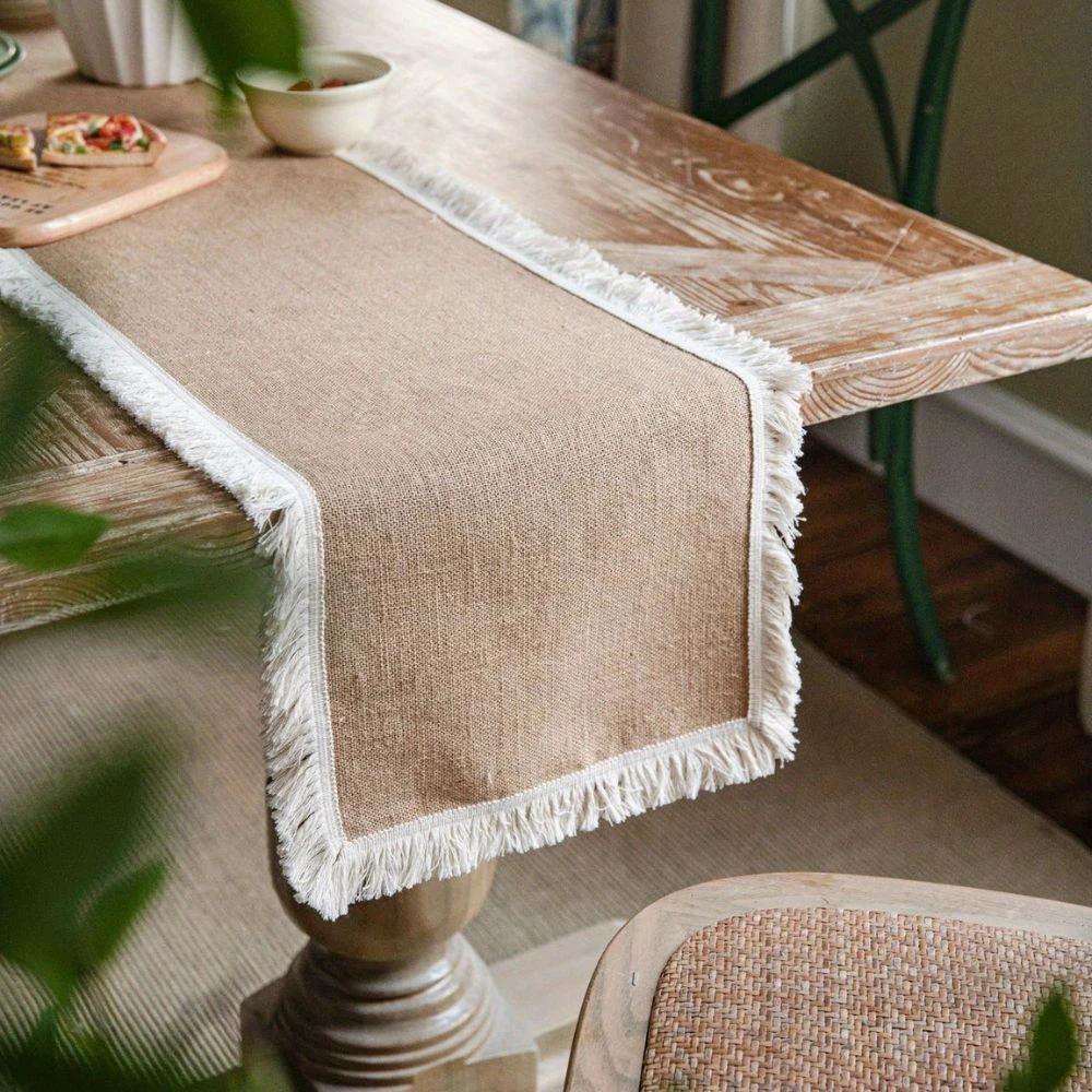Burlap Charm Boho Table Runner by BowLift