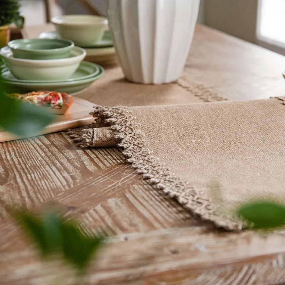 Burlap Charm Boho Table Runner by BowLift