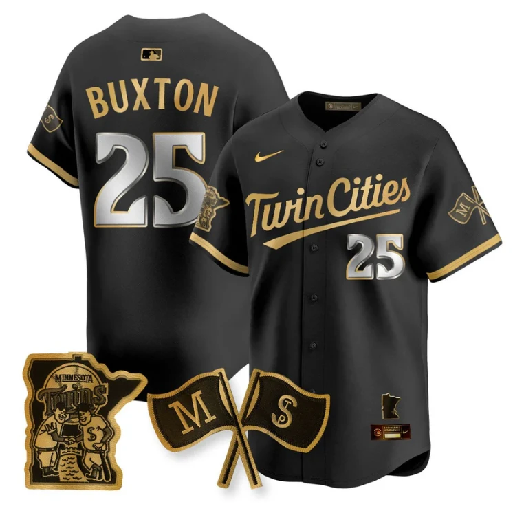 Byron Buxton Jersey #25 Minnesota Twins Alternate Limited Stitched Black Gold by My Store