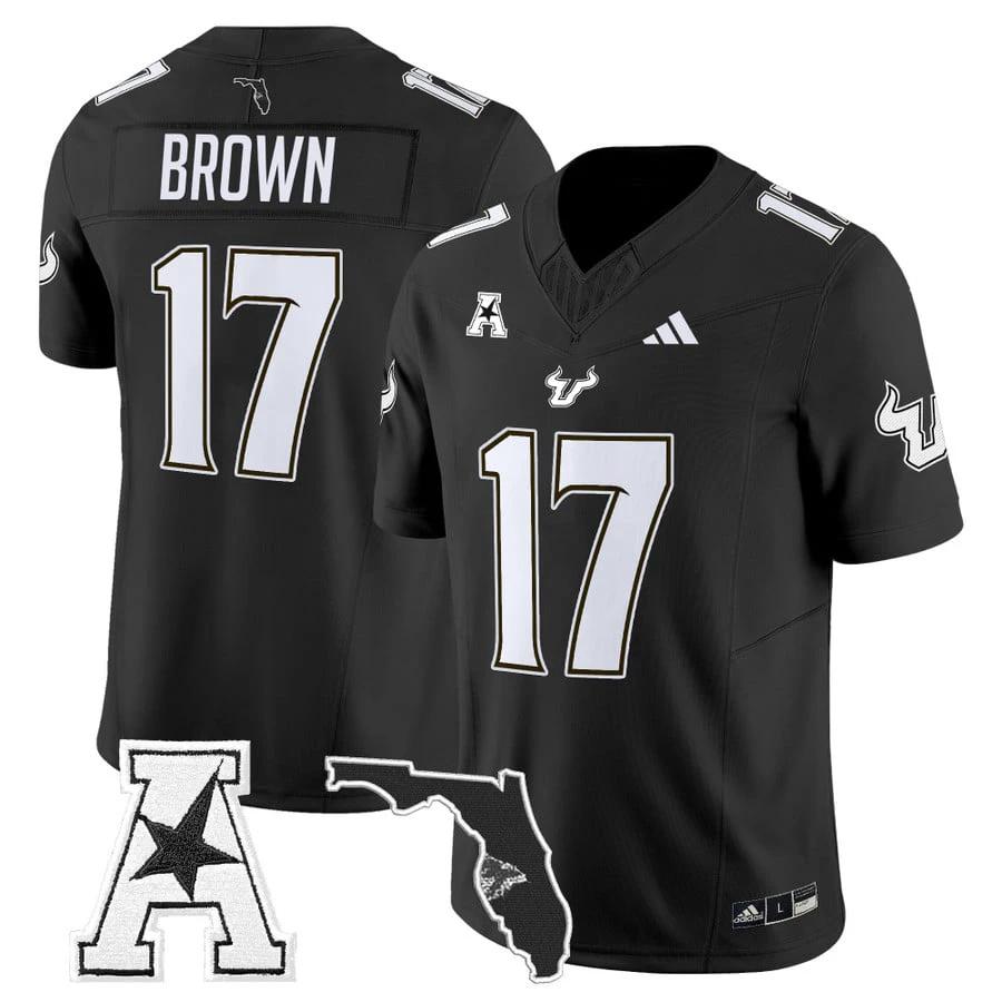 Byrum Brown Jersey #17 South Florida Bulls 2025 Vapor Limited Stitched Black by My Store NCAA Football Jerseys