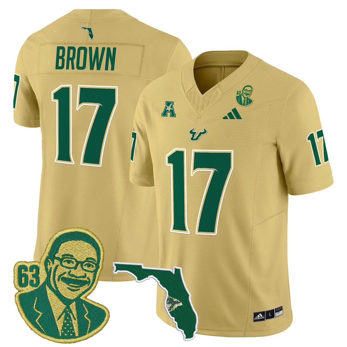 Byrum Brown Jersey #17 South Florida Bulls Lee Roy Selmon Legacy Stitched Gold by My Store NCAA Football Jerseys